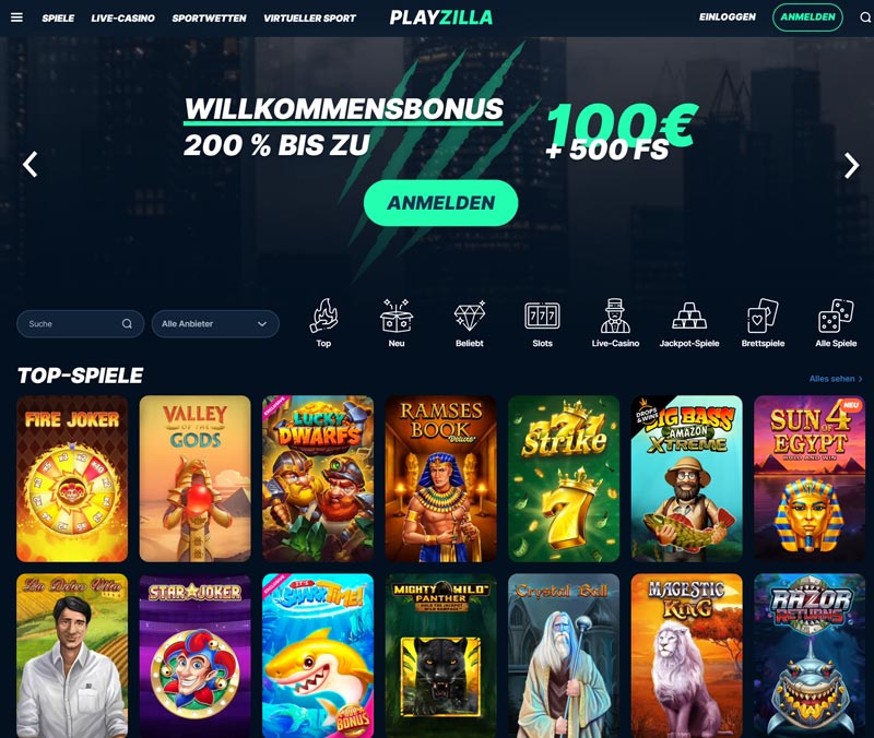 Playzilla.com Startseite